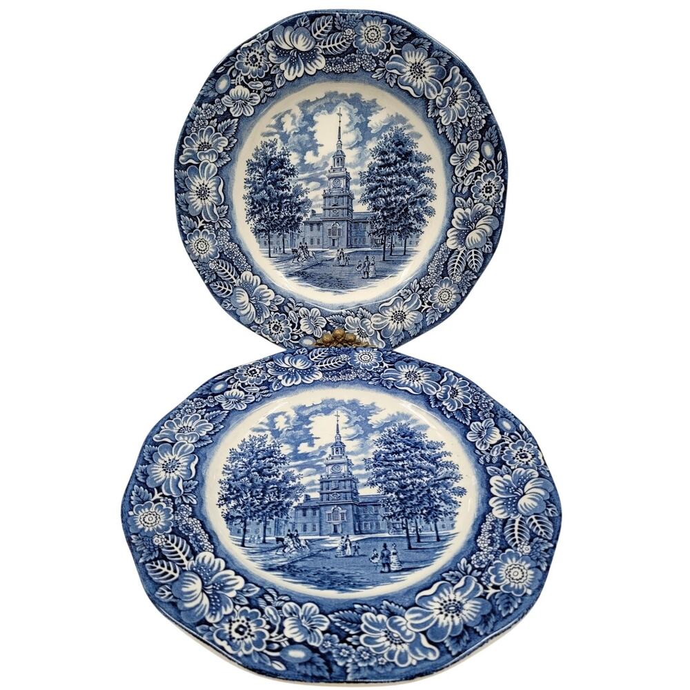 Staffordshire Vintage Liberty Blue 1776 Colonial Transferware‎ 2 Dinner Plate 10